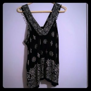 LOFT Patterned Black Top